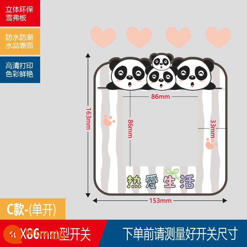 Miếng dán tường trang trí để che giấu những lỗ hổng xấu xí, miếng dán trang trí tường cửa phòng ngủ, gấu trúc đỏ hoa văn nhỏ tự dính - Loại C-Panda-Love Life (Mở đơn) Loại 8.6X8.6