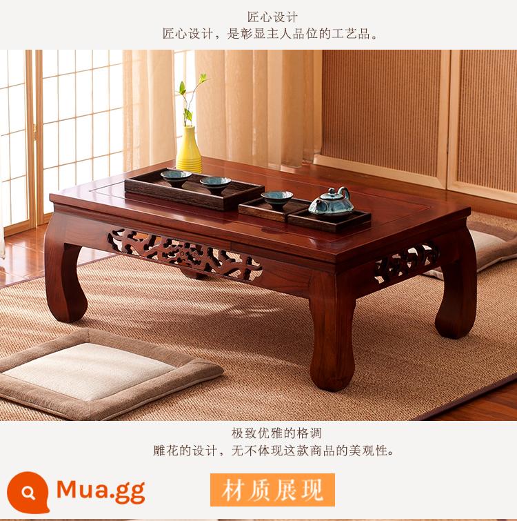 Bàn cà phê trải chiếu tatami kiểu Nhật Bàn thấp bàn cũ cây du kang gỗ đặc cổ bàn trà nhỏ bàn thấp sàn bàn cà phê kung fu - Gỗ gụ cây du già màu 90*50*30