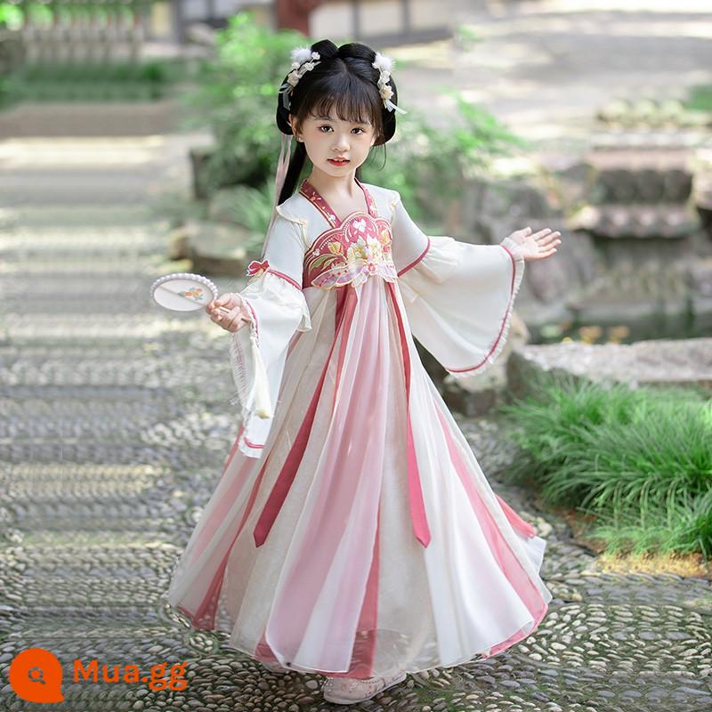 Girls' Hanfu Summer Children's Flower God Trang phục cổ đại Qi bất tử 2023 Đầm kiểu Trung Quốc mới mùa hè Super Fairy Girl - Hoa Tây hồng