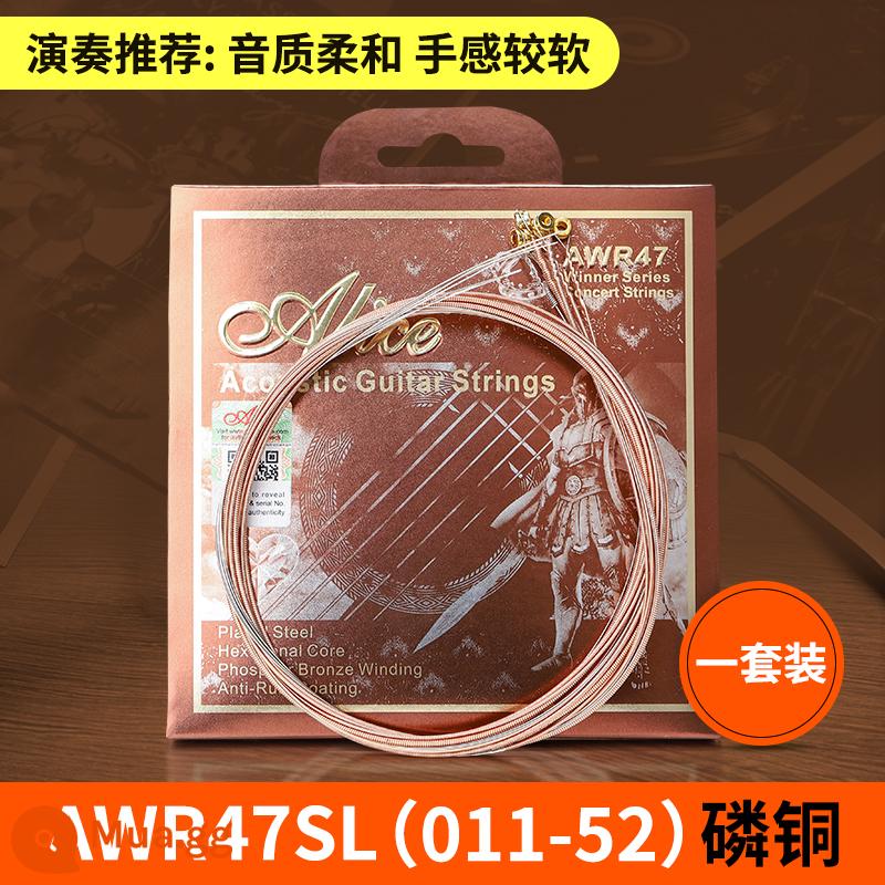 Bộ dây đàn guitar alice Alice bộ 6 dây đàn guitar acoustic dân gian trọn bộ dây đơn 1 dây chống gỉ - Bộ AWR47SL (011-052)