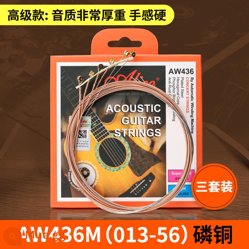 Bộ dây đàn guitar alice Alice bộ 6 dây đàn guitar acoustic dân gian trọn bộ dây đơn 1 dây chống gỉ - AW436M (013-056) ba bộ