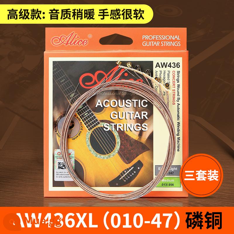 Bộ dây đàn guitar alice Alice bộ 6 dây đàn guitar acoustic dân gian trọn bộ dây đơn 1 dây chống gỉ - AW436XL (010-047) ba bộ