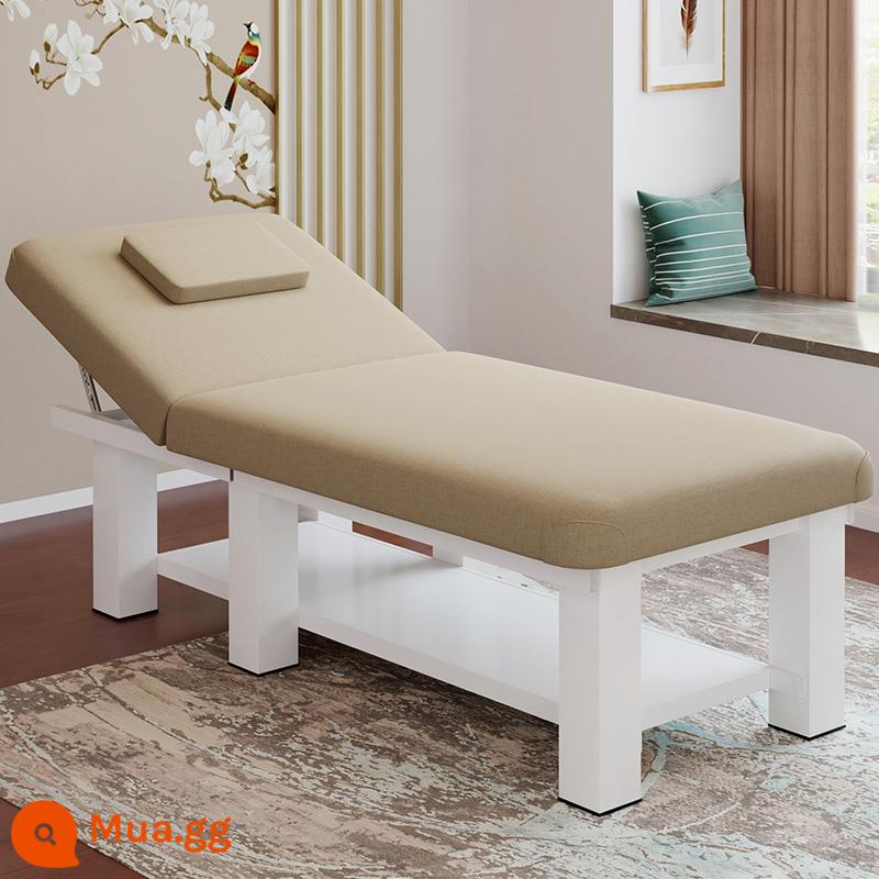 Giường làm đẹp, giường massage đặc biệt của thẩm mỹ viện, vật lý trị liệu y học cổ truyền Trung Quốc gấp tại nhà, moxibustion, thêu, nhổ lông mi và giường tai - Vải lanh màu be thoáng mát 185*70 (60 chân vuông)