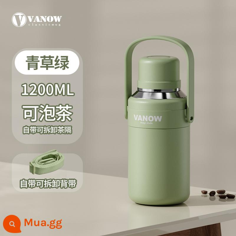 Bình giữ nhiệt Vanow Anh dung tích lớn bé gái 2023 mới cho trẻ sơ sinh cốc nước inox ấm đun nước cho trẻ em - Cỏ xanh 1200ml (có thể xách hoặc xách)