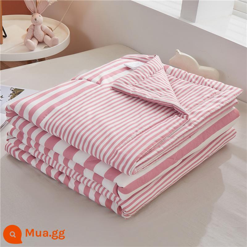 Cotton có thể giặt được mùa hè mát chăn điều hòa không khí đôi có thể giặt bằng máy cho trẻ em độc thân ký túc xá sinh viên mùa hè chăn mỏng - Màu hồng đơn giản