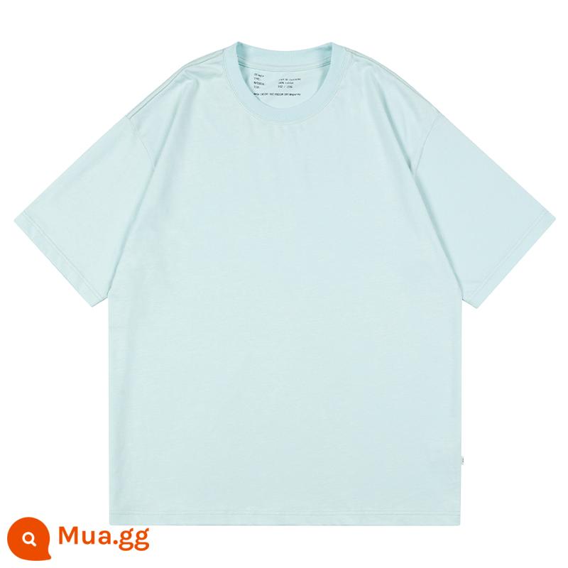 NGOARMY Nặng 255G Cổ Tròn Cotton Tân Cương Đế Lò Xo Nam Nữ Trắng Ngắn Tay Rời Cotton Quốc Triều - Xanh da trời (phiên bản thoải mái)