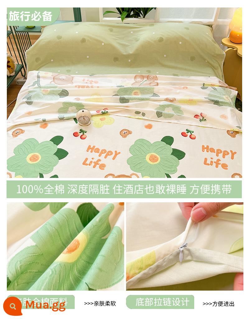 Cotton Bẩn Túi Ngủ Khách Sạn Du Lịch Du Lịch Di Động Giường Vỏ Chăn 4 Bộ Du Lịch Tàu Ngủ Hiện Vật - L Tiantianxinshi (túi ngủ)-gửi cùng túi đựng