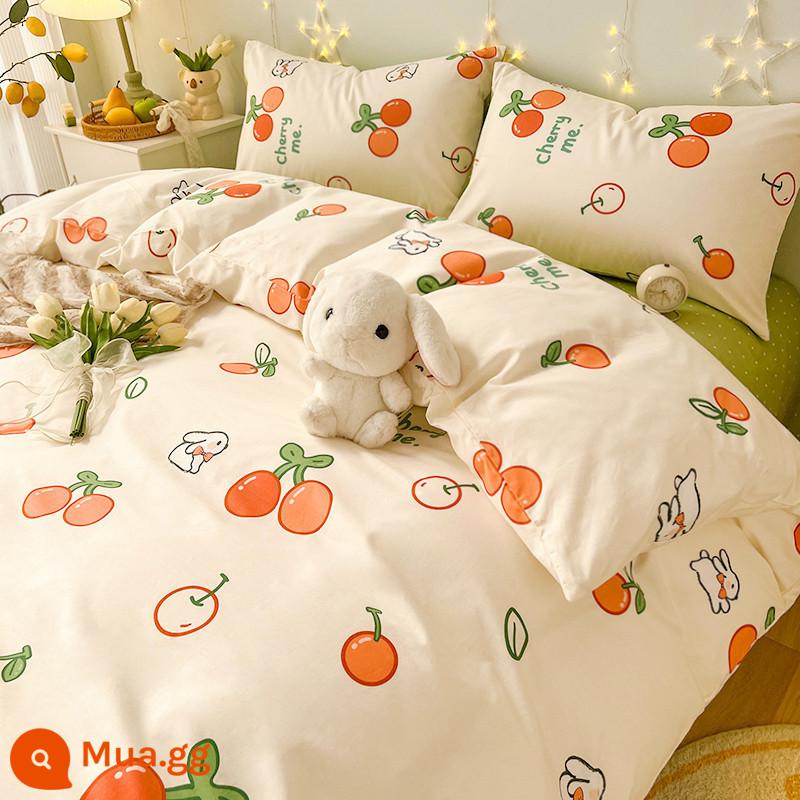 Ins vỏ chăn bông nguyên chất 150x200 mảnh đơn con đơn 100 cotton 1.5m vỏ chăn ga trải giường nữ 200x230 - MC thỏ trái cây