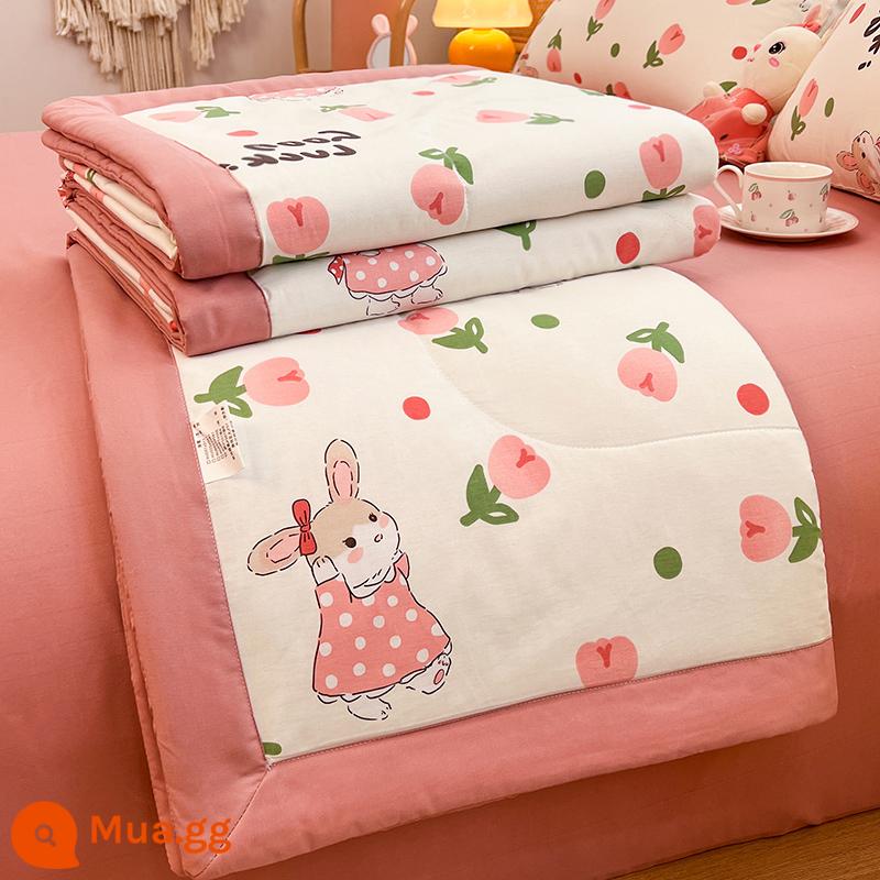 Mùa hè cotton nguyên chất có thể giặt bằng máy mùa hè thoáng mát chăn 4 mảnh duy nhất ký túc xá sinh viên giường mỏng điều hòa đậu tương chăn - Hoa tulip màu hồng