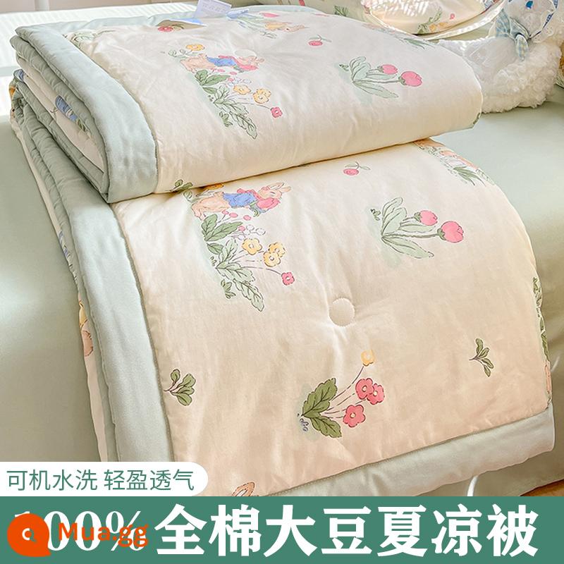 Mùa hè cotton nguyên chất có thể giặt bằng máy đôi mùa hè mát mẻ chăn ba hoặc bốn mảnh bộ đơn ký túc xá sinh viên mỏng chăn điều hòa không khí - Thỏ nấm YJY