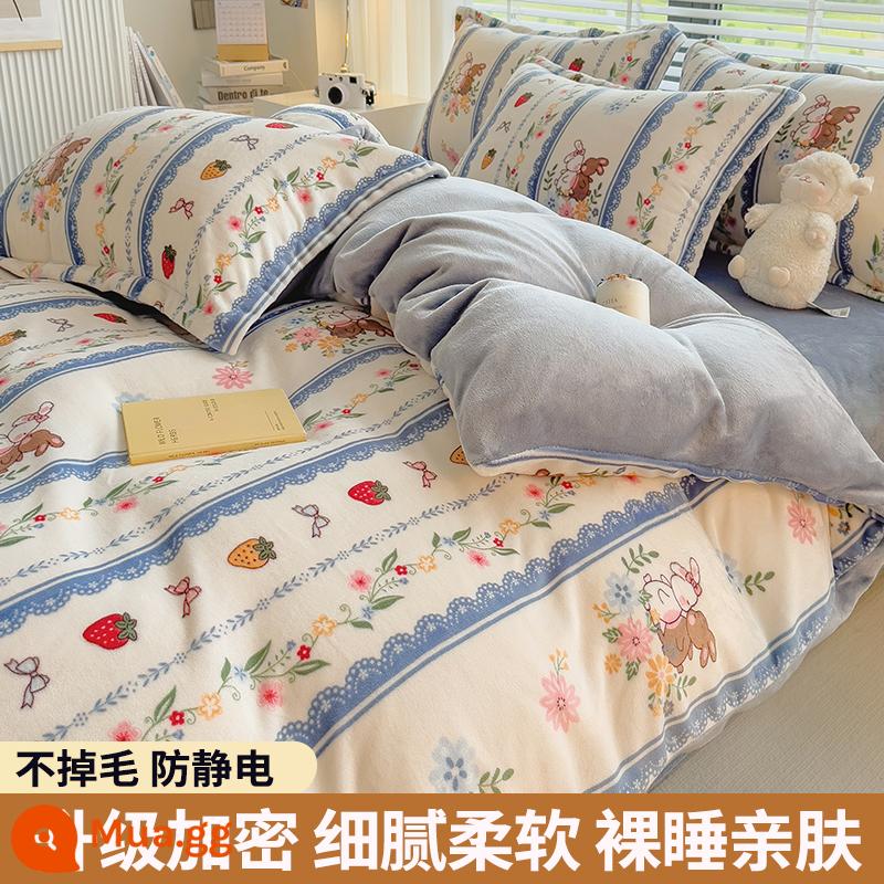 Lông cừu san hô vỏ chăn đơn sữa flannel chăn lõi bao nhung 2 mặt đôi đơn mùa đông ấm áp làm dày - Dây hoa lãng mạn (dày và nhung)