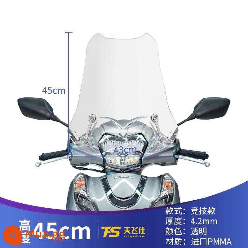 Thích hợp cho Wuyang Honda LEAD125 sửa đổi kính chắn gió Reid 125 kính chắn gió phía trước kính chắn gió đặc biệt lead125 - Phong cách thi đấu cao 45cm trong suốt