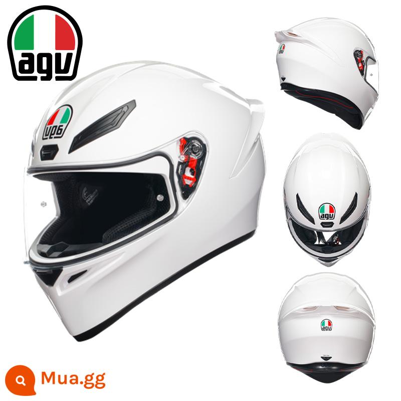 AGV K1 xe máy mũ bảo hiểm nam nữ đua xe máy full mũ chạy mũ bảo hiểm đen 8 vương miện tiểu cá mập đen rùa nhỏ bốn mùa - K1S trắng sáng (SF Express miễn phí vận chuyển)