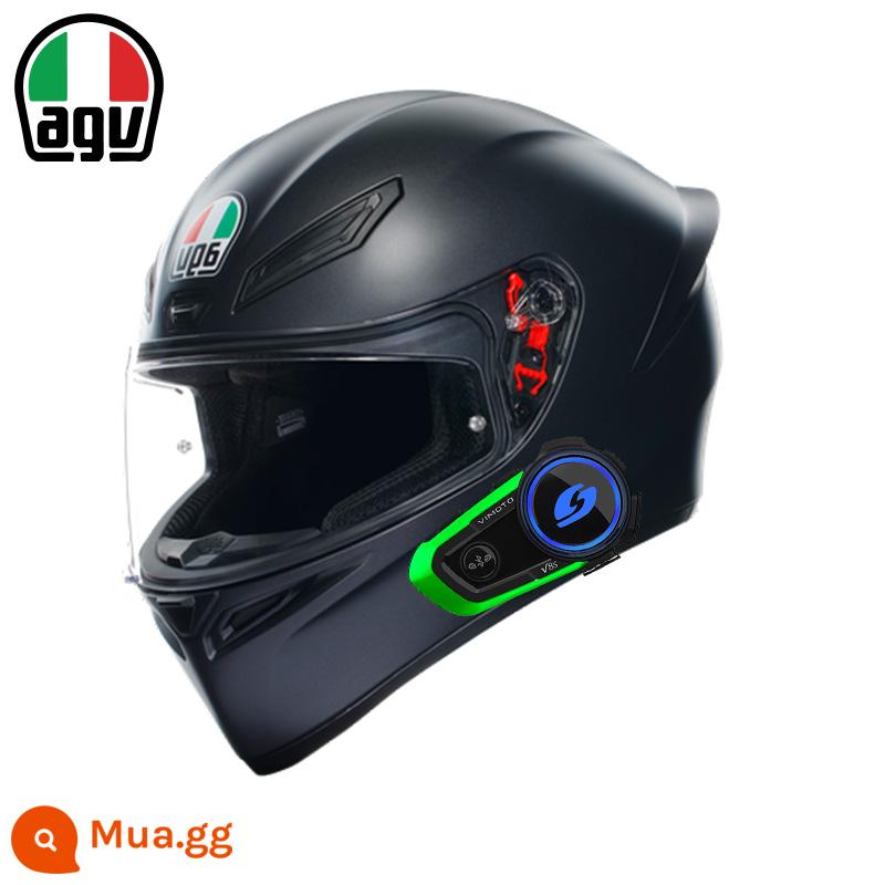 AGV K1 xe máy mũ bảo hiểm nam nữ đua xe máy full mũ chạy mũ bảo hiểm đen 8 vương miện tiểu cá mập đen rùa nhỏ bốn mùa - K1S màu đen mờ với tai nghe V8S (SF Express miễn phí vận chuyển)