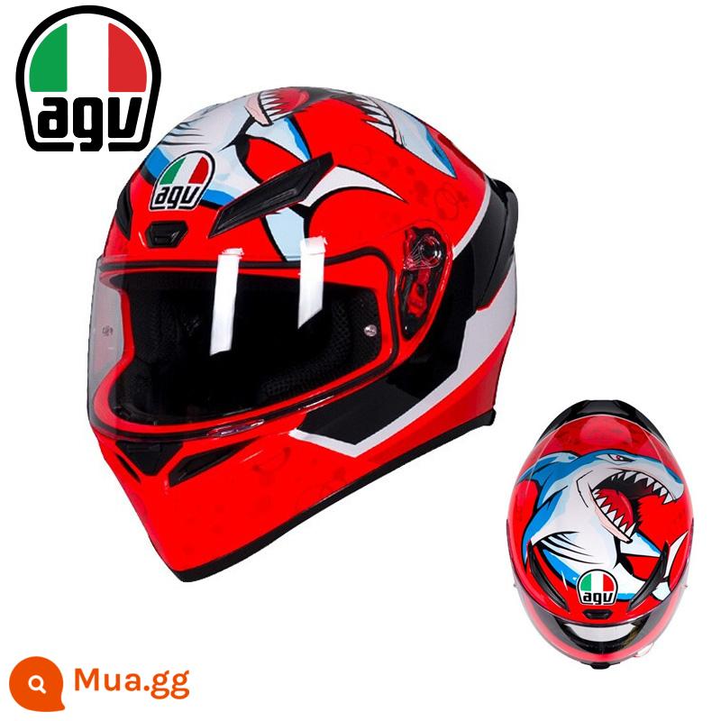 AGV K1 xe máy mũ bảo hiểm nam nữ đua xe máy full mũ chạy mũ bảo hiểm đen 8 vương miện tiểu cá mập đen rùa nhỏ bốn mùa - K1ATTACK (Cá Mập Đỏ) (SF Express miễn phí vận chuyển)