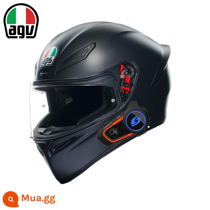 AGV K1 xe máy mũ bảo hiểm nam nữ đua xe máy full mũ chạy mũ bảo hiểm đen 8 vương miện tiểu cá mập đen rùa nhỏ bốn mùa - K1S màu đen mờ với tai nghe V9S (SF Express miễn phí vận chuyển)