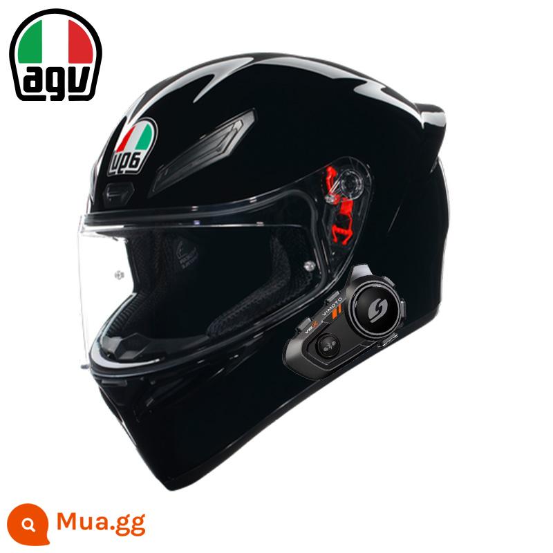 AGV K1 xe máy mũ bảo hiểm nam nữ đua xe máy full mũ chạy mũ bảo hiểm đen 8 vương miện tiểu cá mập đen rùa nhỏ bốn mùa - K1S đen sáng kèm tai nghe V9X (SF Express miễn phí vận chuyển)