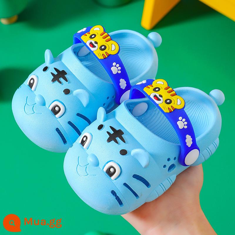 Bé Croc Giày Bao Đầu Giày Bé Gái Mùa Hè Nam Chống Trơn Trượt Trẻ Em Một Tuổi Trẻ Sơ Sinh Dép - [Phong cách thông thường]-Con hổ nhỏ màu xanh nhạt