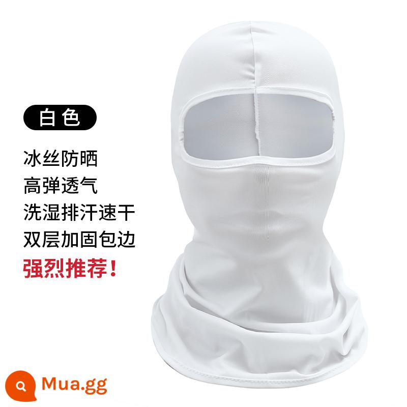 Băng lụa Hood nón nam mùa hè đi nắng chống nắng Hood mùa hè chống gió xe máy đen Mũ bảo hiểm toàn mặt mặt nạ - Trắng