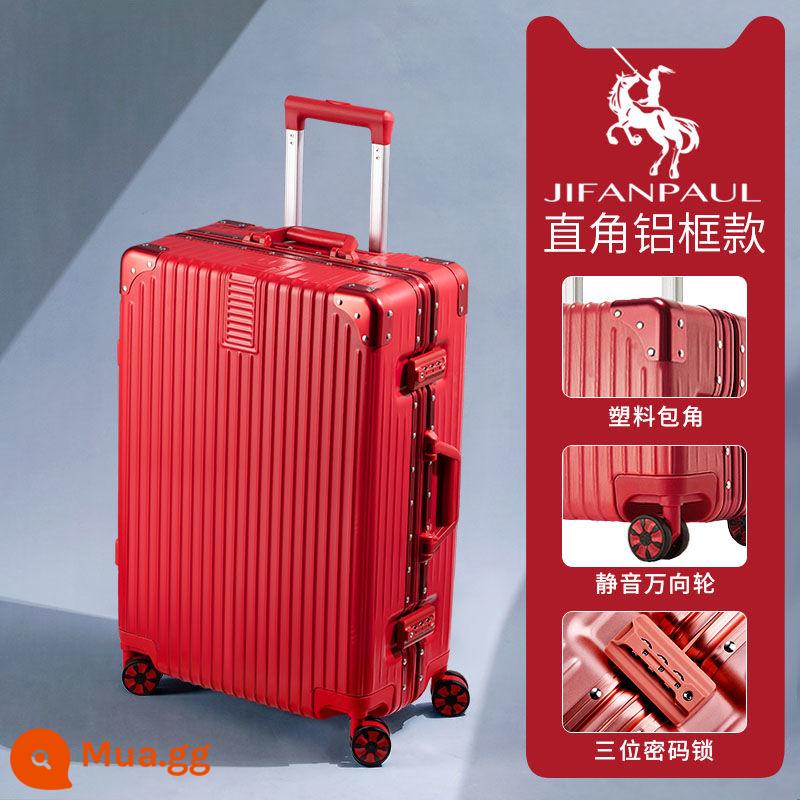 Khung nhôm vali vali 20 xe đẩy có bánh xe đa năng 24 nữ nam sinh viên 26 mật khẩu lên máy bay hộp da 29 inch - Passion Red/Khung nhôm góc phải