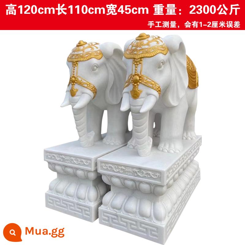 Voi Đá Voi Natural Han Baiyu Xiaoyuxin Mới Trung Quốc Thẻ Hộ gia đình Cổng Cổng Cổng Tùy chỉnh đóng gói tốt lành - Cặp đá cẩm thạch trắng cao 120cm