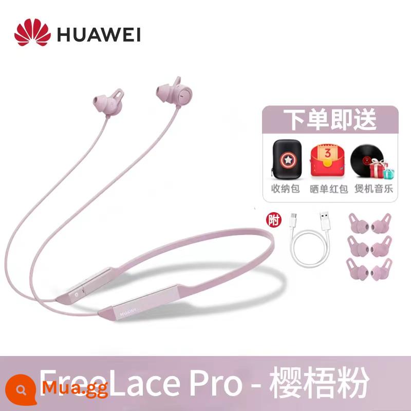 Tai nghe Bluetooth thể thao không dây Huawei FreeLace Pro treo cổ loại dây buộc giảm tiếng ồn chủ động chính hãng - bột hoa anh đào