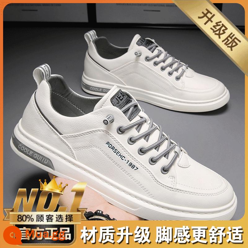 Giày Nam Mùa Hè 2023 Mùa Xuân Mới Tất Nam Giày Da Thể Thao Sneaker Sneaker Trắng Giày Hợp Thời Trang - Trắng [phiên bản nâng cấp]