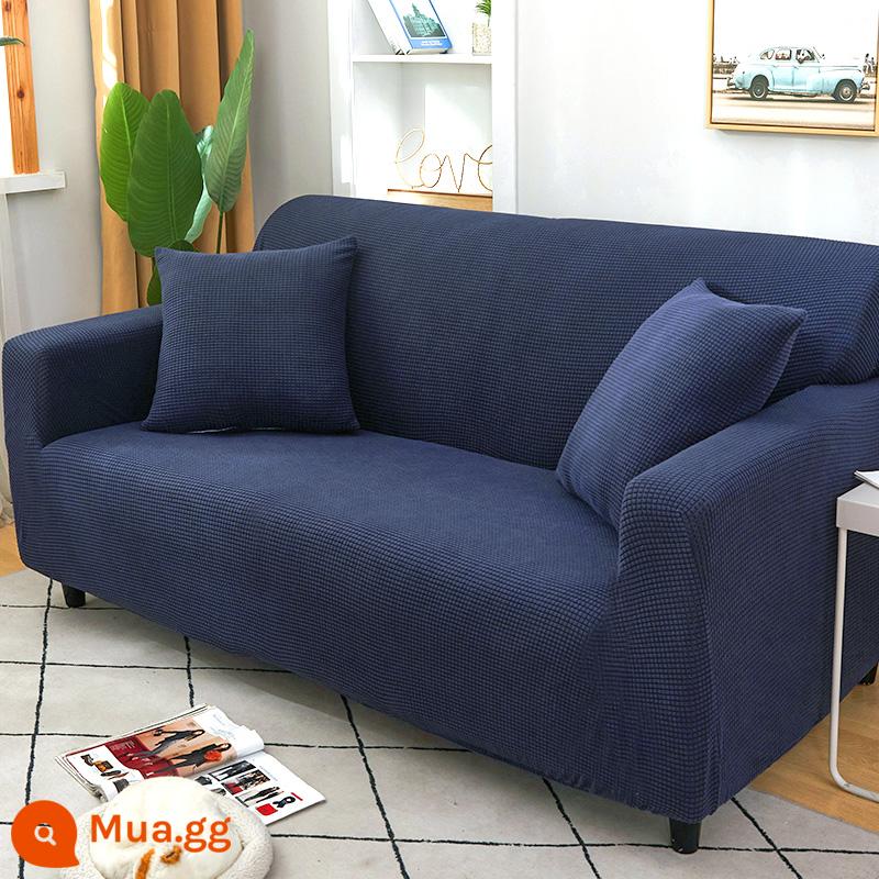 Thun bọc ghế sofa đa năng bọc bốn mùa chống mèo cào sofa hiện đại đơn giản bọc khăn vải không cần đo - Cánh Đồng Lúa Mì - Navy Blue