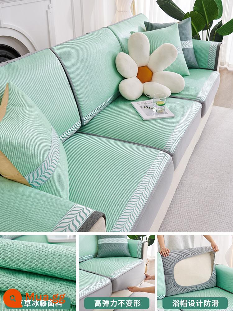 Cây ngải cứu sofa bao gồm tất cả đa năng bộ tùy chỉnh chống trượt sofa đệm mùa hè mới 2023 đệm - Lá ngải cứu xanh nhạt