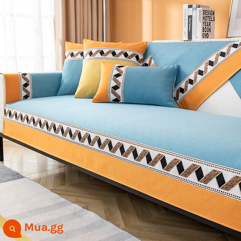 Voan Ghế Sofa Đệm Bốn Mùa Đa Năng 2021 Mới Đơn Giản Hiện Đại Đệm Bọc Ghế Sofa Bao Khăn Vải - Muhan - xanh nhạt