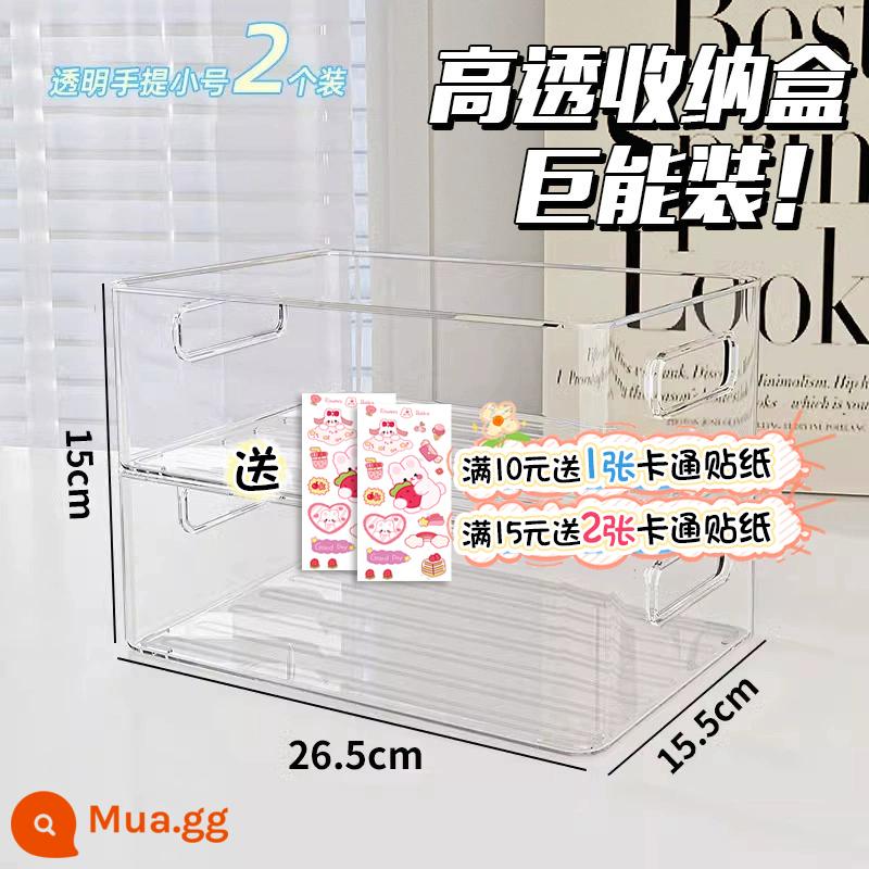 Hộp bảo quản acrylic để bàn mỹ phẩm son môi đồ ăn nhẹ trong suốt giỏ sản phẩm chăm sóc da tủ gương bàn trang điểm hộp đựng đồ lặt vặt - Túi xách có dây đeo trong suốt mới [có thể xếp chồng lên nhau] 2 gói ✅Tiết kiệm 2,39 nhân dân tệ