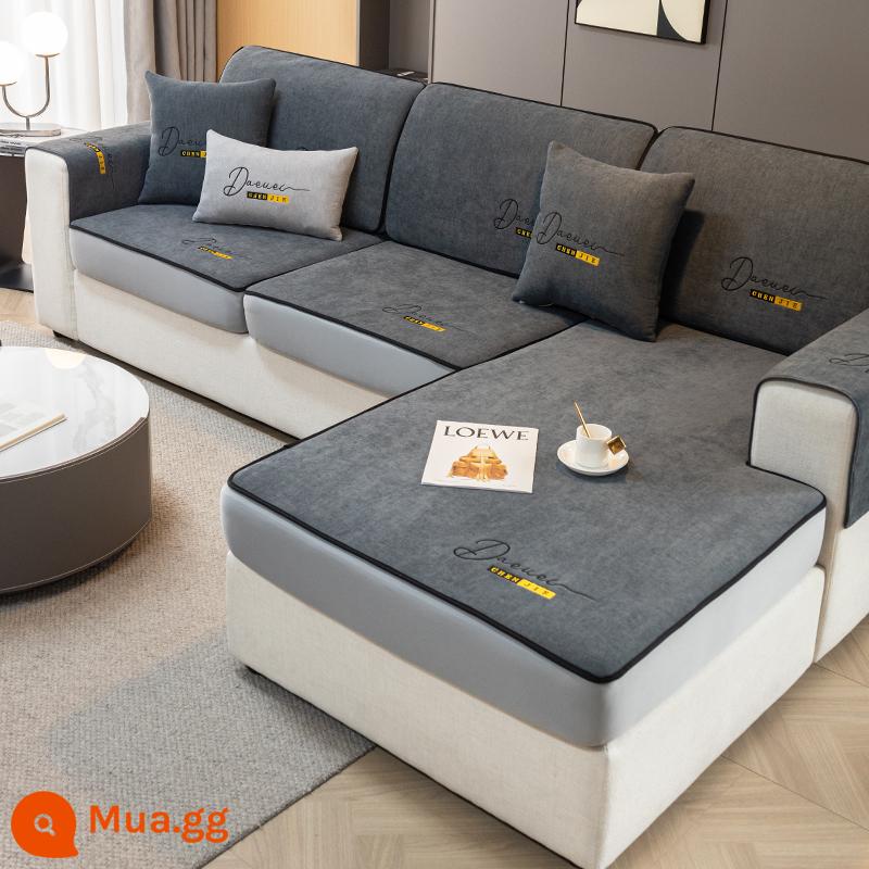 Vỏ bọc ghế sofa Vỏ đàn hồi đa năng bao gồm tất cả các mùa 2023 Đệm sofa gỗ nguyên khối mới - W Fashion (Vỏ bọc sofa)-Xám đậm