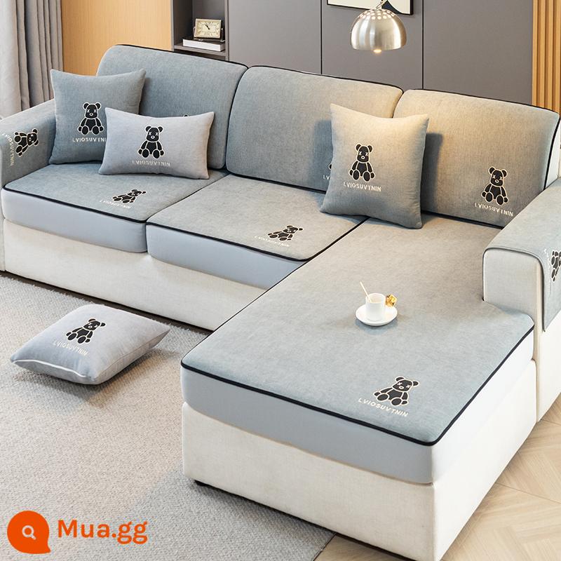 Vỏ bọc ghế sofa Vỏ đàn hồi đa năng bao gồm tất cả các mùa 2023 Đệm sofa gỗ nguyên khối mới - W Trend Bear (Sofa Fit)-Xám vừa