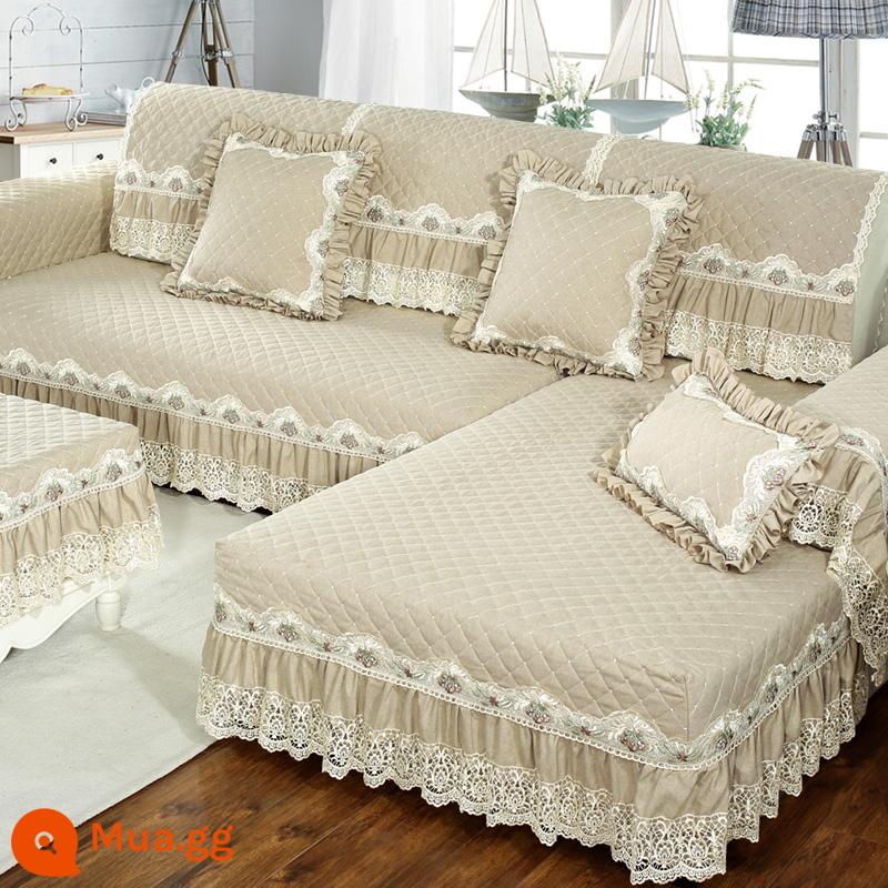 Đệm Sofa Bốn Mùa Đa Năng Lưng Khăn Vải Ghế Đệm Da Gỗ 2022 Ghế Sofa Trọn Gói Đa Năng Mùa Đông - Camille-kaki