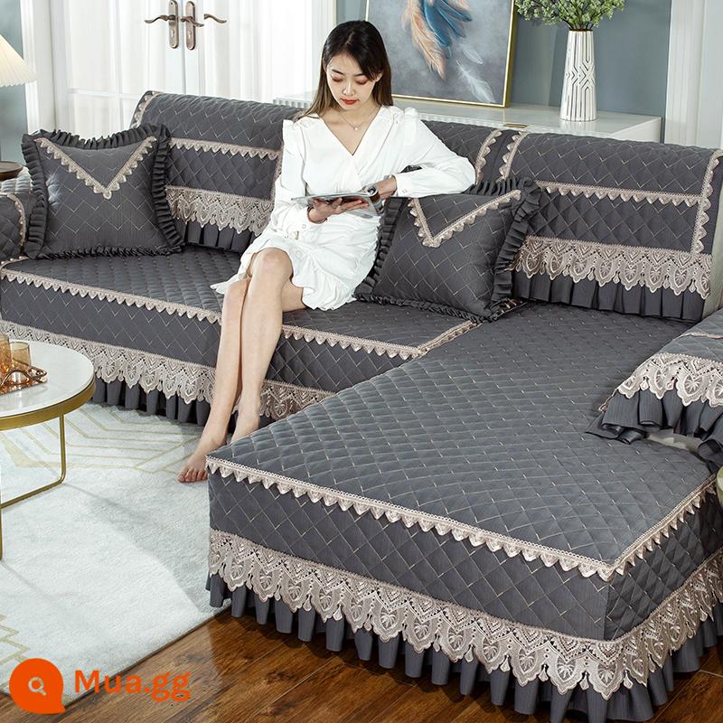 Đệm Sofa Bốn Mùa Đa Năng Lưng Khăn Vải Ghế Đệm Da Gỗ 2022 Ghế Sofa Trọn Gói Đa Năng Mùa Đông - Aviger-xám