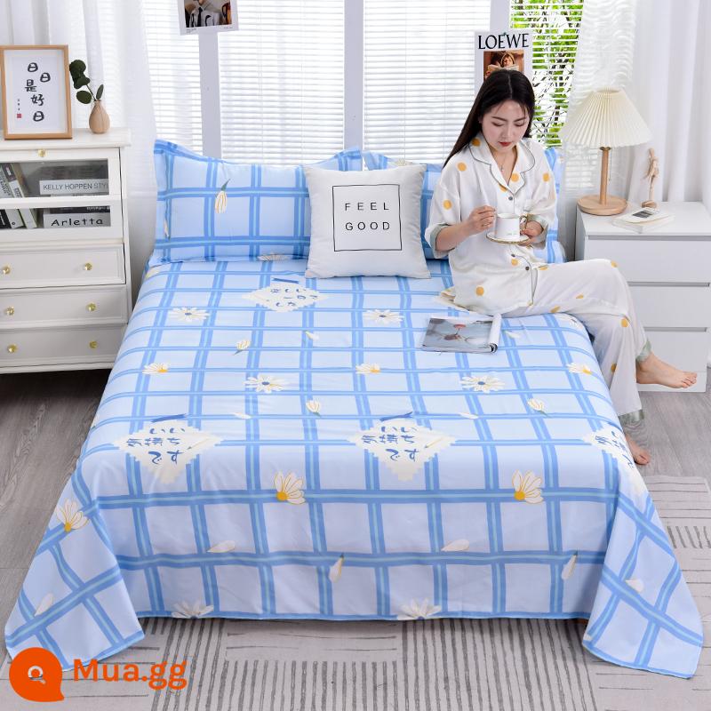 Tấm ga trải giường cotton đã giặt một mảnh mùa đông đôi chải chăn đơn Kang vỏ gối đơn ký túc xá sinh viên giường đơn ba món - kẻ sọc hoa nhài