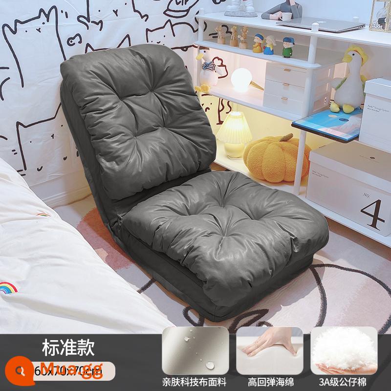 Sofa lười có thể nằm và ngủ trên chiếu tatami phòng ngủ đơn và đôi gấp sofa giường đôi ghế ban công giải trí - Màu xám đen & bông búp bê tiêu chuẩn [60*260]