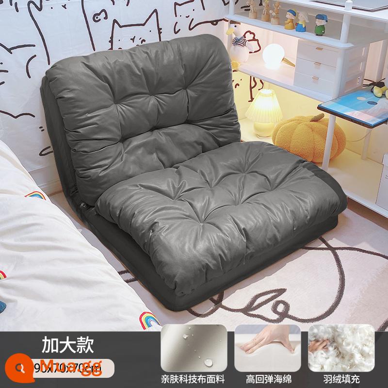 Sofa lười có thể nằm và ngủ trên chiếu tatami phòng ngủ đơn và đôi gấp sofa giường đôi ghế ban công giải trí - Màu xám đậm & lông tơ cực lớn + bông búp bê [90*260]