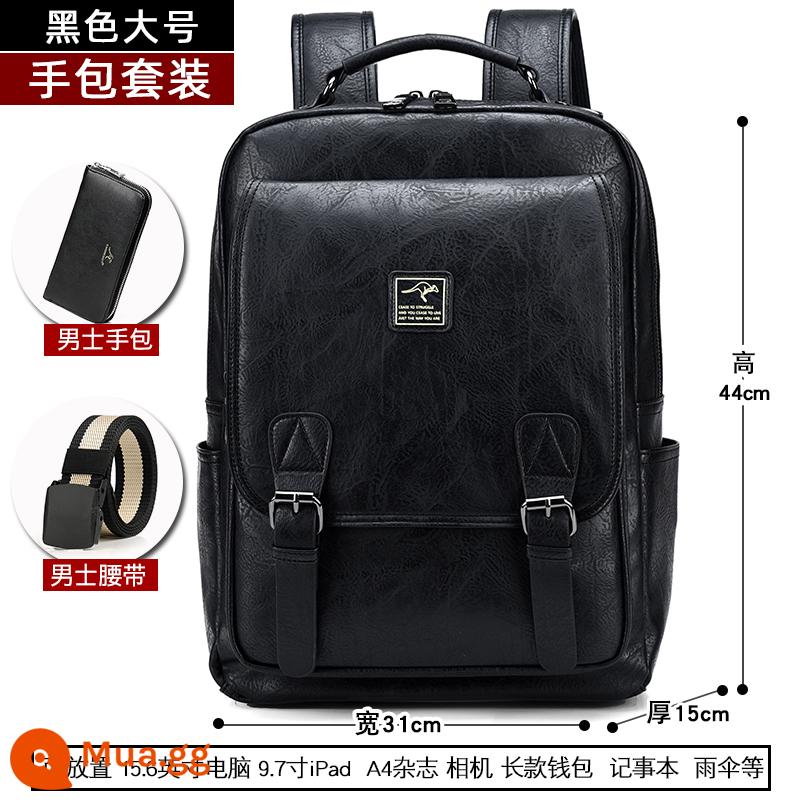 Musko Kangaroo Ba Lô Nam Sinh Viên Schoolbag Xu Hướng Giải Trí Công Suất Lớn Túi Máy Tính Ba Lô Du Lịch - Túi xách + thắt lưng lớn màu đen