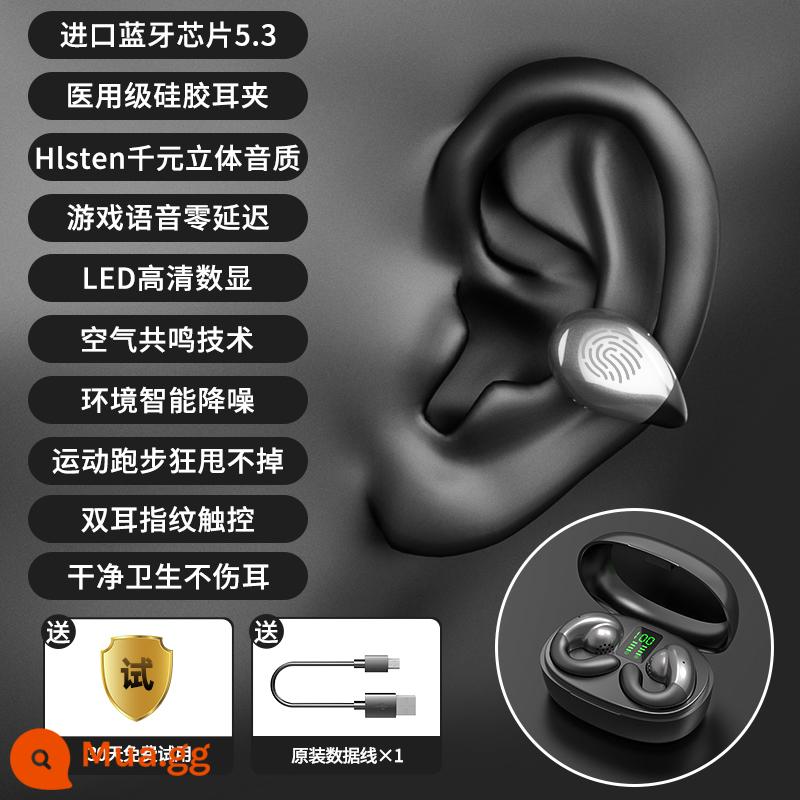 Tai nghe bluetooth không dây dẫn truyền xương 2022 kiểu dáng mới không in-ear chất lượng cao thời lượng pin siêu dài thích hợp cho Apple và Huawei - Xám carbon [khỏe mạnh và không vướng tai + thoải mái và không rò rỉ âm thanh + không đau khi đeo lâu + màn hình kỹ thuật số thông minh]