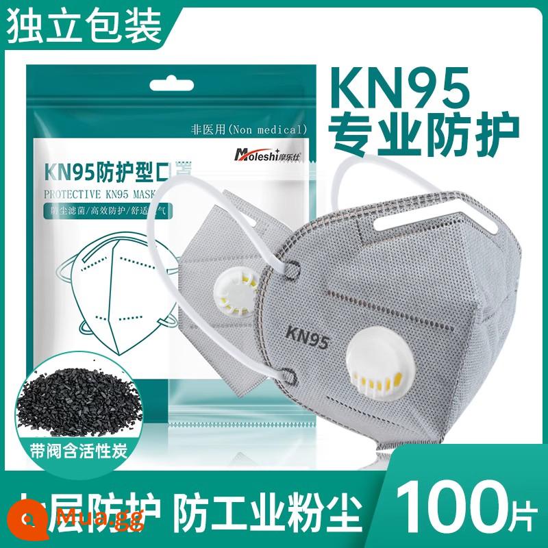 mặt nạ kn95 chống bụi mùa hè thoáng khí chống bụi công nghiệp n95 kem chống nắng trắng dùng một lần 3d cài đặt độc lập ba chiều - Than hoạt tính bảy lớp-có van [xám 100 chiếc] đóng gói riêng