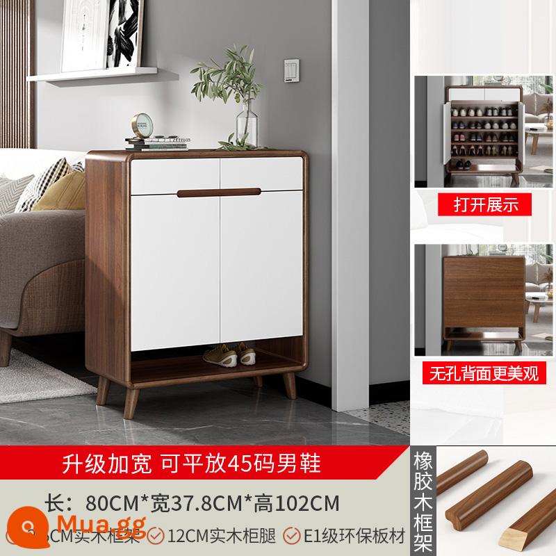 Tủ giày cửa nhà khung gỗ công suất lớn tủ hiên phong cách Trung Quốc mới ban công tủ lưu trữ tủ hội trường tối giản hiện đại - Bìa gỗ óc chó 2 mặt dài 80cm màu trắng