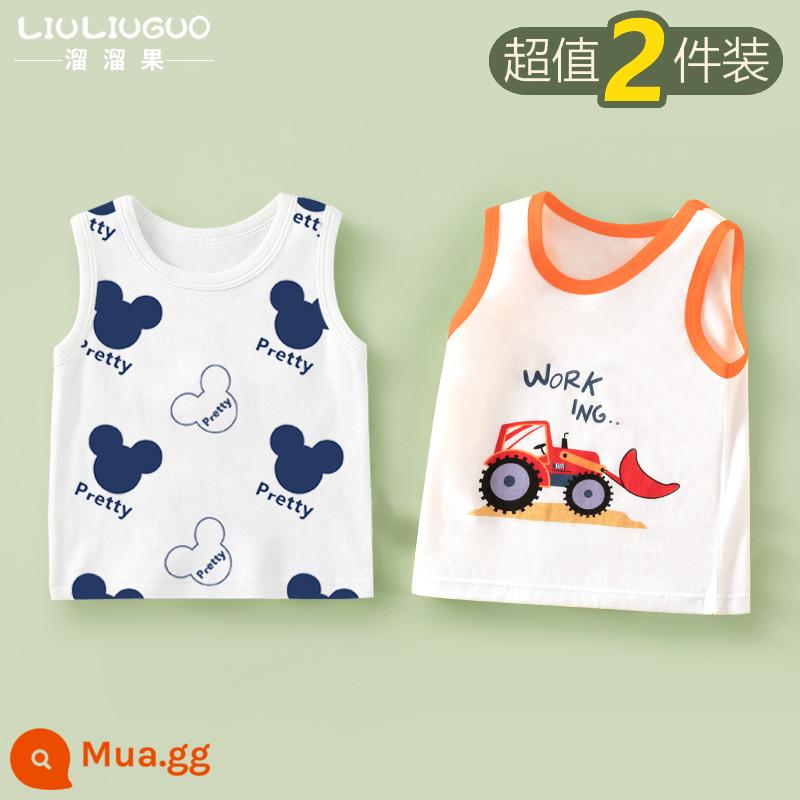 Áo Vest Cho Bé Mùa Hè Mỏng Phần Cotton Áo Vest Trẻ Em Bên Trong Mặc Bé Gái Sling Không Tay Bé Trai Đáy Mùa Hè - Áo vest ngắn tay (chuột hoạt hình + xe kỹ thuật)