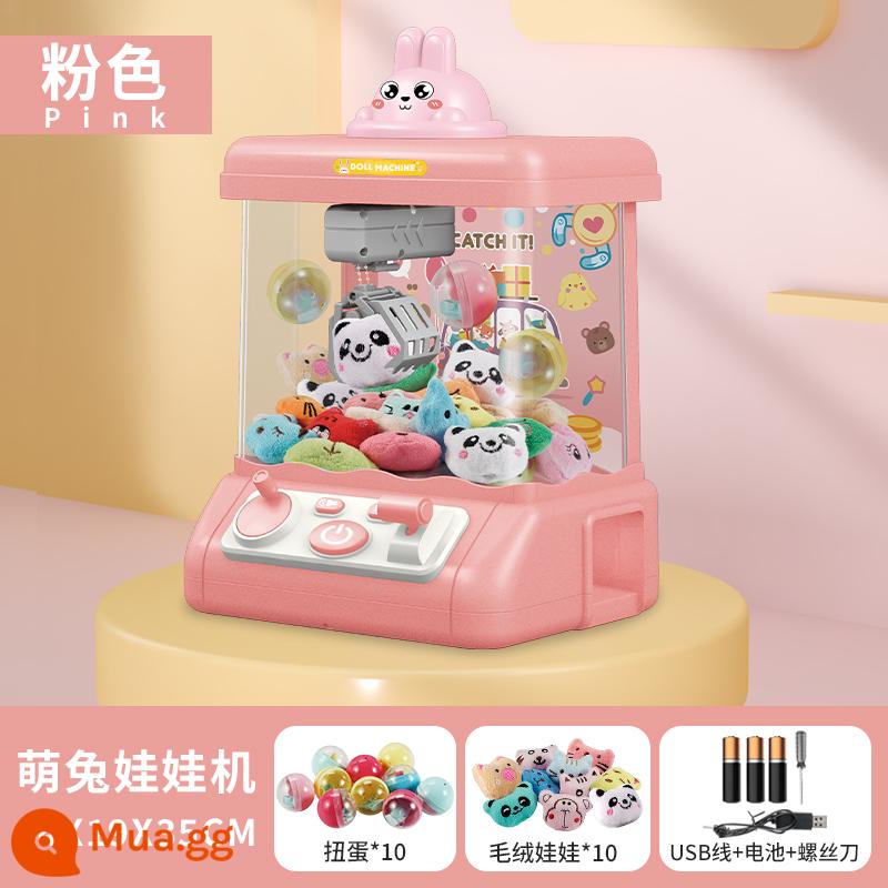 Kẹp búp bê máy trẻ em đồ chơi bé gái gashapon máy mini nhà nhỏ quá khổ kẹp búp bê bé trai quà tặng sinh nhật - [Hồng] 10 búp bê + 10 gashapon + cáp USB + tuốc nơ vít dùng pin