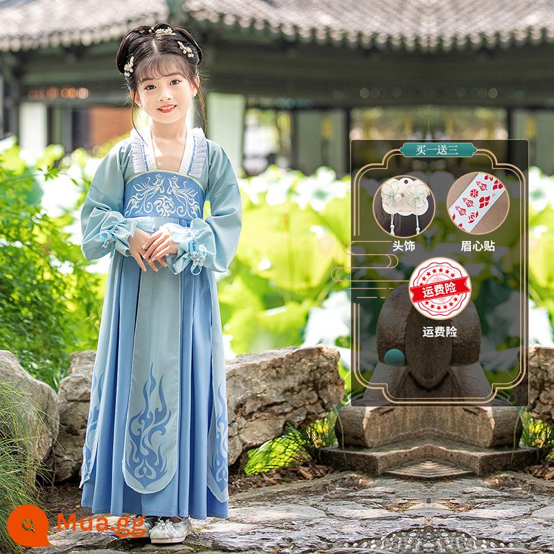 Hanfu Boys and Girls Summer 2023 New Men and Children Quần áo truyền thống Trung Quốc cổ đại của Trung Quốc Tang Suit Trang phục biểu diễn của phụ nữ Phong cách mùa hè - Mẫu nữ Fengling [mũ + miếng dán lông mày miễn phí]