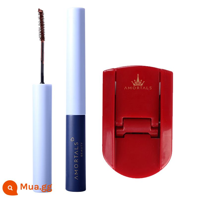 Ermu Nho Dày Tự Nhiên Được Mã Hóa Sợi Mascara Dài Cong Không Thấm Nước + Di Động Curl Máy Uốn Mi Kết Hợp Bộ - 02# Lunar Brown + Eyelash Curler (Mascara áp dụng cho ngày 24/4)