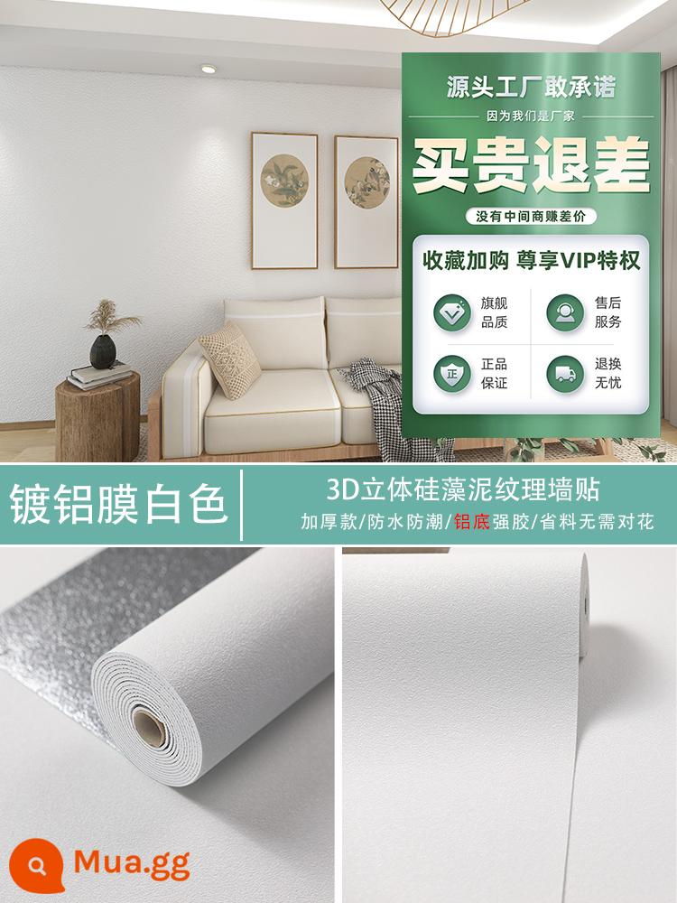 Xi Măng Decal Dán Tường Thô Phòng Tường Xám Giấy Dán Tường Đặc Biệt Tự Dán Giấy Dán Tường Phòng Ngủ Ấm Áp Chống Nước Chống Ẩm Bao Xấu Xí - Travertine trắng được tráng nhôm [phiên bản dày 3.0] 50CM * 5 mét