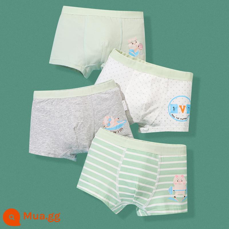 Quần lót trẻ em cotton nguyên chất cho bé trai, bé trai vừa và lớn, thiếu niên, quần đùi cotton, quần đùi cotton, quần bé trai 100% - con lợn nghịch ngợm