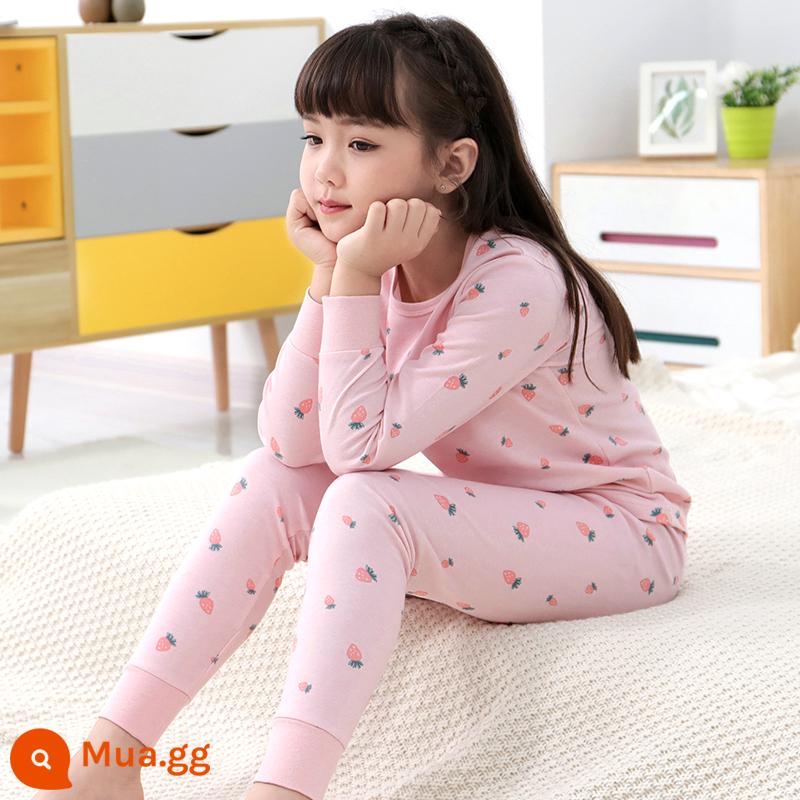 Catman Bé Gái Quần Áo Mùa Thu Quần Vệ Sinh Trẻ Em Lớn Bé Gái Cotton Bộ Đồ Lót Trẻ Em Thanh Thiếu Niên Cotton Nguyên Chất Bộ Đồ Ngủ Áo Len Cotton - M21710 - Cổ tròn