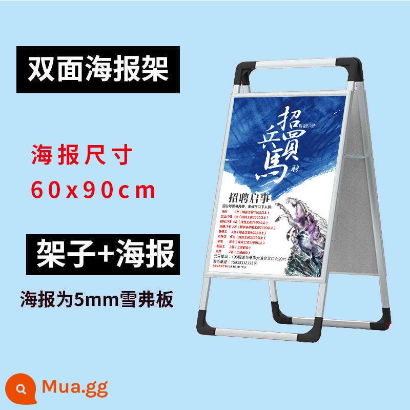 Hợp kim nhôm giá di động poster giá trưng bày giá poster gấp bảng trưng bày quảng cáo giá trưng bày quảng cáo poster quảng cáo ngoài trời - Kệ 2 mặt 60×90+bảng KT+áp phích